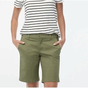 J. Crew Shorts Women's Frankie Bermuda Chino Classic Olive 9" Size 6 Preppy